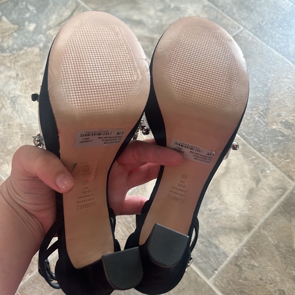 Schutz Black Bling Jayda Platform Suede Heels 9.5 - Picture 7 of 16